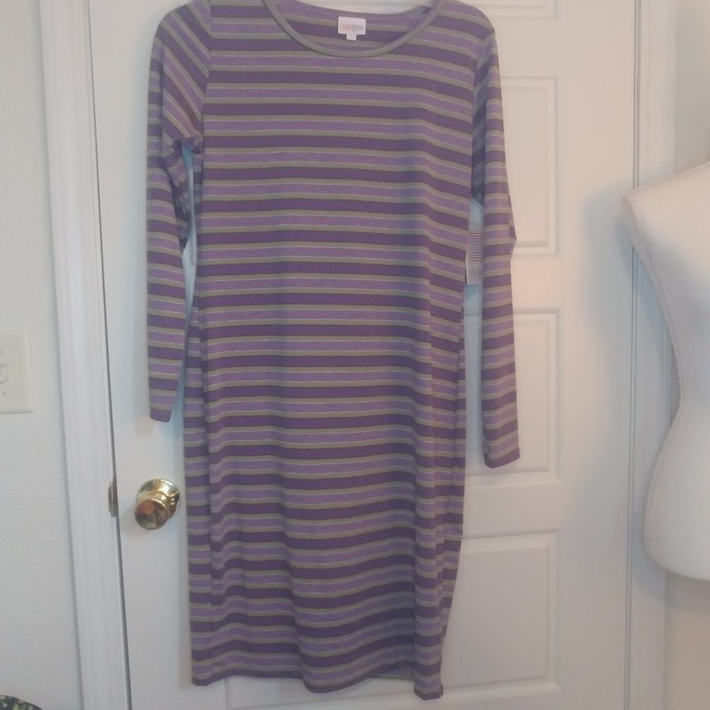 LuLa Roe Debbie Women's Size Large Striped Dress
